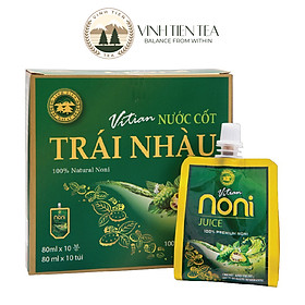 Nước Cốt Nhàu Cỏ Ngọt Vĩnh Tiến - Noni Fruit (Túi 80ml x 10 Túi) - Giảm đau xương khớp, chống viêm, làm đẹp da.