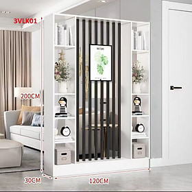 Vách ngăn phòng khách, nhà bếp bằng gỗ, vách ngăn liền kệ 3VLK01 - Nội thất lắp ráp Viendongadv