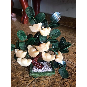 Mua Tượng Cây Thỏi Vàng Đá Canxit tự nhiên 8 Thỏi lá Cẩm Thạch trưng bàn may mắn tài lộc Size Cao 25cm Ngang 25cm Sâu 7cm ạ