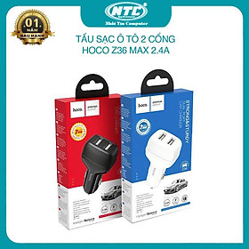 Tẩu sạc xe hơi ô tô dành cho Hoco Z36 tích hợp 2 cổng sạc max 2.4A (nhiều màu) - Hàng Chính Hãng