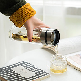 Mua Bình thủy tinh 2 lớp có lọc trà 500ml sang trọng  phù hợp với dân văn phòng  công sở - Hàng chính hãng