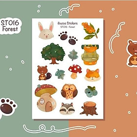 Sticker tự thiết kế - sticker sheet forest - hình dán sổ, nhật kí bullet journal - unim033