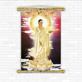 Mua  Tranh Phật Giáo   Đức Dược Sư Lưu Ly - Chất liệu Vải canvas nẹp sáo gỗ - Có sẵn phụ kiện treo tranh D505
