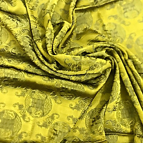 Vải Lụa Tơ Tằm văn thọ dơi màu vàng đồng, mềm#mượt#mịn, dệt thủ công, khổ vải 90cm