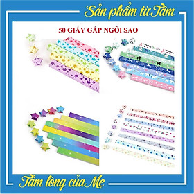 Bộ 50 Giấy Gấp Sao Nhiều Màu - In màu, origami star