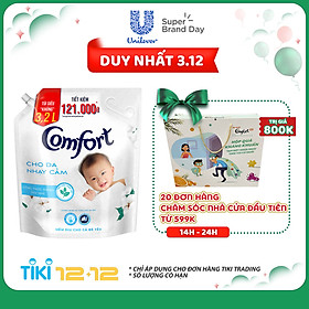 Nước Xả Vải Comfort Cho Da Nhạy Cảm (3.2L/Túi) - Phù Hợp Với Làn Da Em Bé
