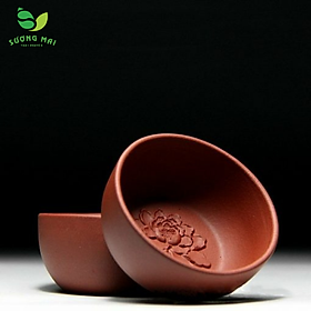 Mua Chén Uống Trà Tử Sa Nguyên Khoáng  Thủ Công  Hoa Mẫu Đơn 60ml