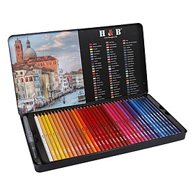 H&B 72 Professional Water-color Pencils Art Kit Set Water-Soluble Colored Pencils with 1 * Fountain Pen/ 1 * Pencil