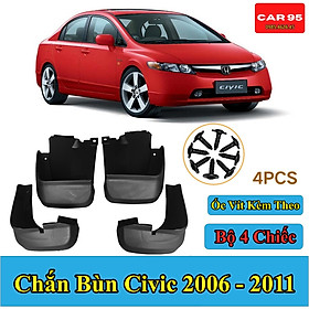 Chắn Bùn Honda Civic Đời 2006 - 2011 Chất liệu Nhựa Dẻo Tặng kèm Ốc Vít ,Bộ 4 Chiếc Hàng Cao Cấp