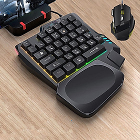 Gaming Keyboard One-Handed Small Cool Backlit 35 Keys USB Interface Portable for PC