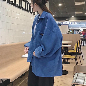 Áo sơ mi nhung tăm unisex form rộng - áo sơ mi nam nữ phong cách ulzzang unisex