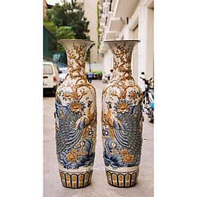 Mua Lọ Lộc Bình Công Đào Đắp Nổi Men Rạn Cổ  Cao 1M6(Hàng Nghệ Nhân)