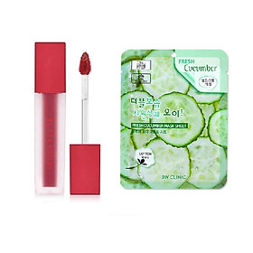 Son kem Black Rouge Air Fit Velvet Tint (The Red) tặng kèm mặt nạ 3W CLINIC mùi ngẫu nhiên