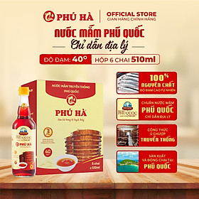 Nước mắm Phú Quốc Chỉ Dẫn Địa Lý Phú Hà 40 độ đạm - Hộp 6 chai 510ml
