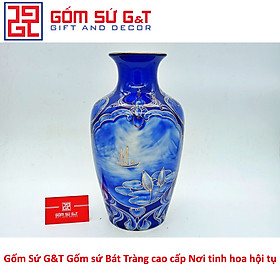 Lọ hoa nhị cảnh thuận buồm xuôi gió vẽ vàng kim 24k Gốm Sứ G&T