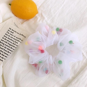 Dây buộc tóc voan mềm kèm quả bông siêu dễ thương HD68