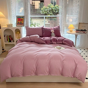 Bộ vỏ chăn ga gối cotton tici notag Lidaco cotton đũi trơn dày decor phòng ngủ vintage đủ mọi cỡ nệm