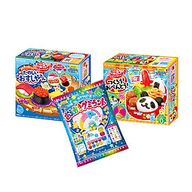 Combo 3 hộp kẹo sáng tạo popin cookin: cơm bento + sushi + thế giới sắc màu