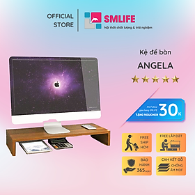 Mua Kệ để bàn gỗ hiện đại SMLIFE Angela - Màu Walnut Nhạt - Size M (Tặng Voucher 10% mua Bàn Làm Việc SMLIFE)