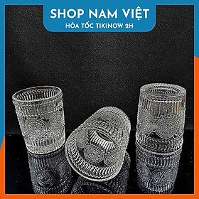 Bộ Ly Thủy Tinh Đẹp 280ML (combo 3 ly) chịu nhiệt cao cấp hoa văn nổi cực dày – Cốc Thủy Tinh Uống Nước siêu trong