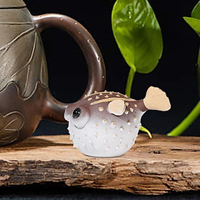 Puffer Fish Statue Tea Pet Ornament Art  Clay Miniature Sculpture Animal Tea Figurine for Cabinet Bookshelf Table Ceremony Accessories