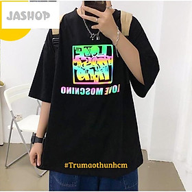 Áo thun UNISEX form rộng - Love Mos chino phản quang Hologram AOSSI