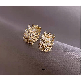 Bông tai bạc hình lá chất liệu bạc s925 MS78v