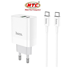 Mua Bộ Cốc sạc 2 cổng USB và PD kèm Cáp sạc Type-C to Type-C dành cho Hoco C80A QC3.0 và PD20W (Trắng) - Hàng Chính Hãng