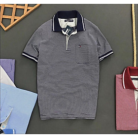 Áo thun nam trung niên cotton 100% mẫ sọc có túi cao cấp