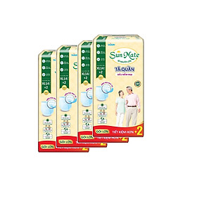 [Mẫu mới] Combo 4 Tã quần SunMate siêu mềm mại G1 mới size XL-14+2 miếng