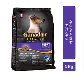 Thức Ăn Hạt Chó Con Vị Sữa Ganador Puppy Milk with DHA Gói 400g - Gói 3kg