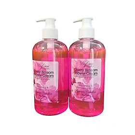 2 Sữa Tắm Trắng Da Chiết Suất Hoa Anh Đào Bigcare 500ml Trong Suốt Tặng Kèm Bông Tắm