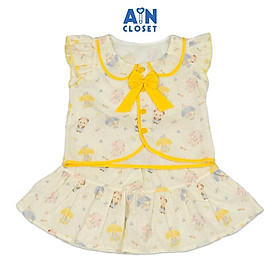 Bộ quần áo Ngắn bé gái hoạ tiết Voi Nơ Vàng Cotton - AICDBGN58850 - AIN Closet