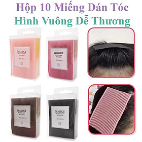 Hộp 10 Miếng Dán Tóc Hình Vuông Dễ Thương Cho Nữ 8X6Cm