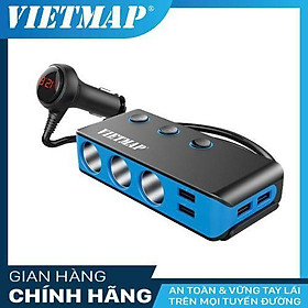 Bộ Chia Nguồn Ô tô An Toàn VietMap VM71 Cao Cấp – Tẩu Sạc Ô tô 3 Tẩu 4 Cổng Sạc USB - Phụ Kiện Ô Tô