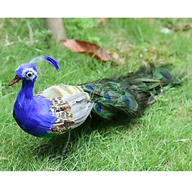 Fake Artificial Peacock Bird Feathered Realistic Garden Home Decor Ornament