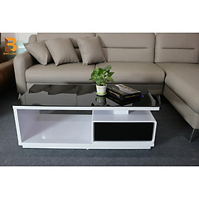 Mua Bàn trà  bàn sofa gỗ với mặt kính cường lực thiết kế 2 tầng tiện nghi