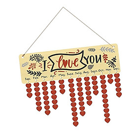 Hình ảnh I Love You Birthday Planner Calendar Board Wooden Sign Reminder Plaque