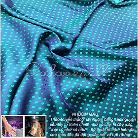 Vải lụa tơ tằm may áo dài CHẤM BI, dệt thủ công, 100% sợi tơ tự nhiên