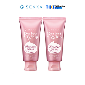 Bộ đôi Sữa rửa mặt tạo bọt Collagen cho da Khô - Sạch Sâu SENKA PERFECT WHIP COLLAGEN IN 120g