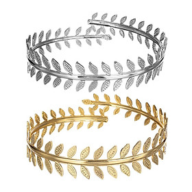 2pcs Roman Laurel Leaf Bracelet Armband Adjustable Metal Upper Arm Cuff Armlet