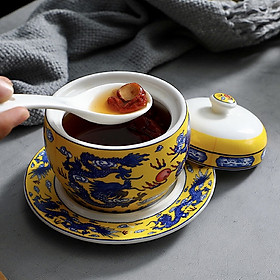 Mua CHÉN ĂN YẾN   BÁT TIỀM SÂM 4 MÓN TỨ QUÝ RỒNG VÀNG - KIM LONG GỐM SỨ