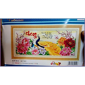 Mua Tranh thêu Đôi Công Hoa Mẫu Đơn Cha Mẹ X8010 92X43 cm