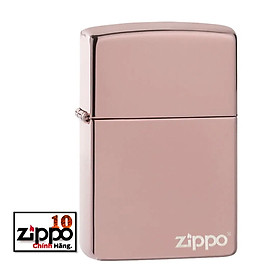 Bật lửa zippo 49190zl high polish rose gold w/logo - chính hãng 100%