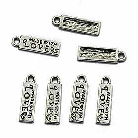 4x50pcs Tibet Silver MADE WITH LOVE Heart Rectangle Heart Charms Pendant