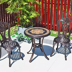 Mua Bàn Ghế Ban Công Ngoài Trời Bộ Bàn Ghế Nhôm Đúc Tròn   bàn ghế ngoài trời