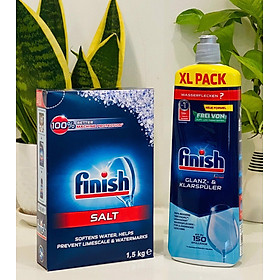 Combo Muối rửa bát finish 1.5kg+Nước làm bóng finish800ml dùng cho Máy rửa bát