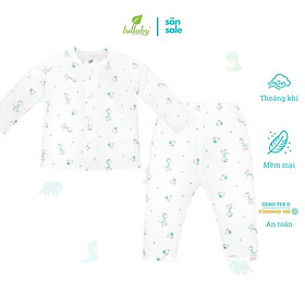 Bộ quần áo cài giữa dài tay Lullaby cho bé trai NH605P Trắng