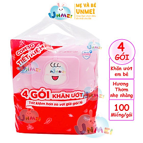 Combo 4 gói khăn ướt Bobby Care có hương 100 tờ