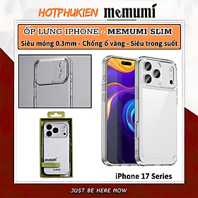 ốp lưng siêu mỏng 0.3mm trong suốt chống ố vàng cho iPhone 17 Pro Max / 17 Air / iP 17 Pro / 17 hiệu Memumi Slim Clear - Chống trầy xước, độ trong full HD, siêu mỏng ốp như không ốp - Hàng nhập khẩu - iPhone 17 Pro